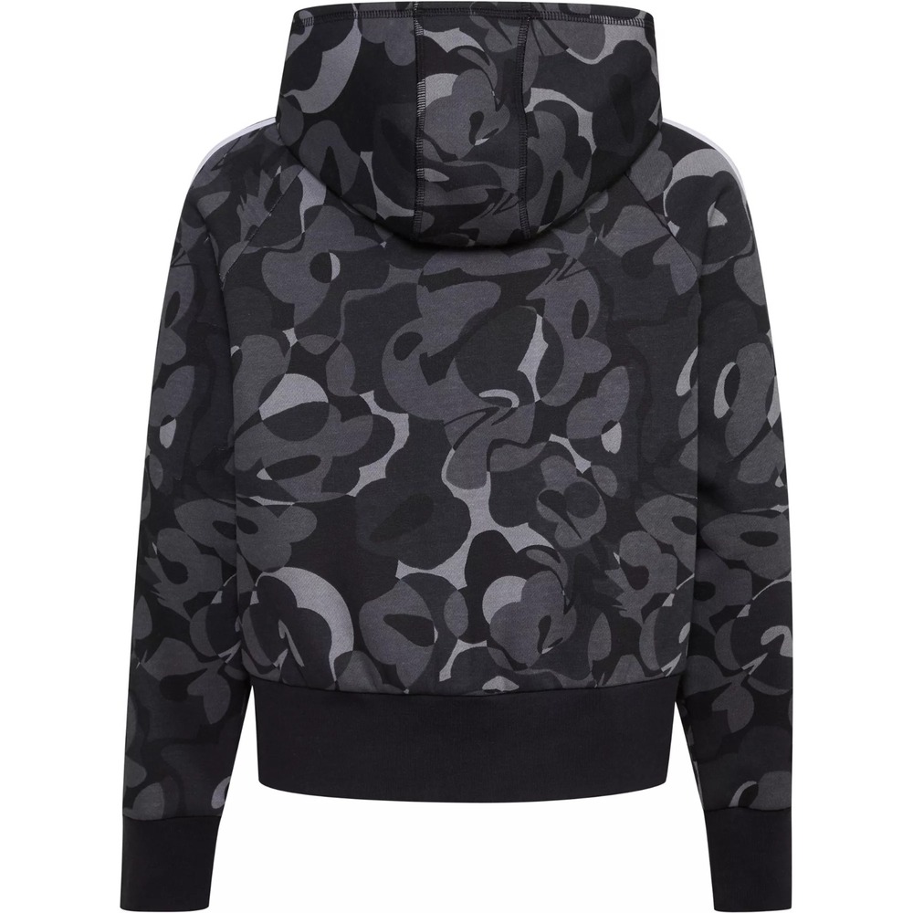 Adidas Girls Zip-Front Essential 3-Stripe Fleece jacket Black Camo Size M - Picture 2 of 7